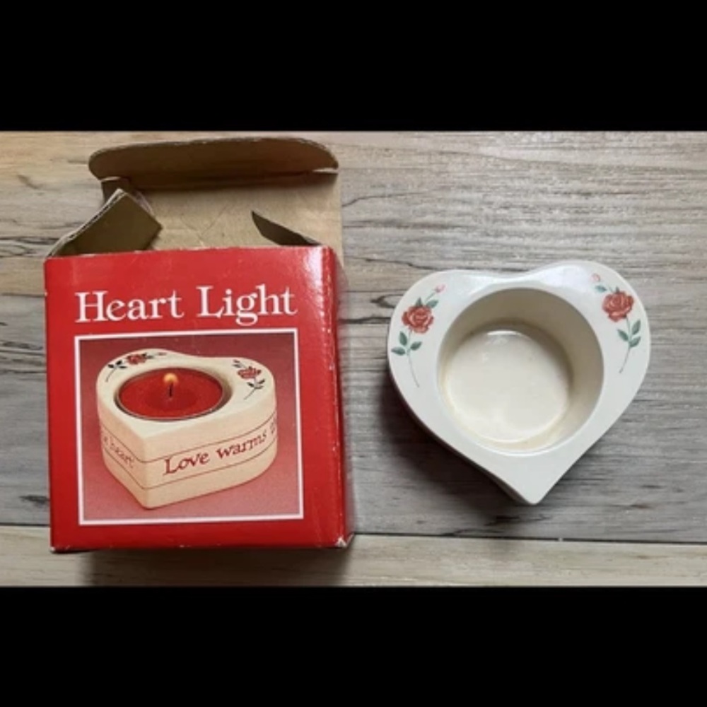 Vintage "Love Warms the Heart" American Greetings Heart Tea light Ceramic Holder